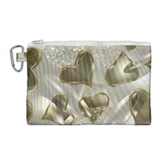   Golden Hearts Canvas Cosmetic Bag (large) by Galinka