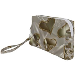   Golden Hearts Wristlet Pouch Bag (small) by Galinka