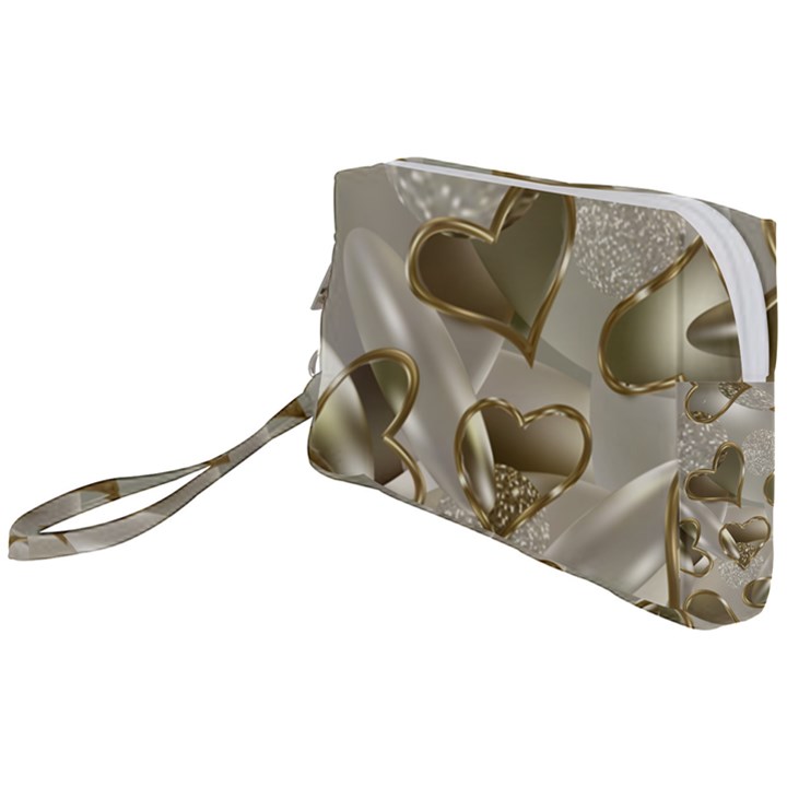   Golden hearts Wristlet Pouch Bag (Small)