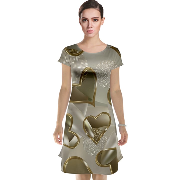   Golden hearts Cap Sleeve Nightdress