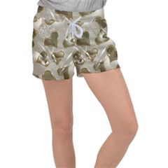   Golden Hearts Velour Lounge Shorts by Galinka