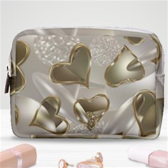   Golden Hearts Make Up Pouch (medium) by Galinka