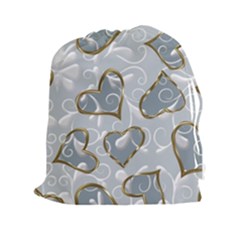  Gold Hearts Drawstring Pouch (2xl) by Galinka