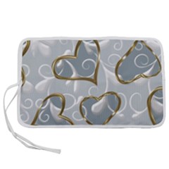  Gold Hearts Pen Storage Case (m) by Galinka