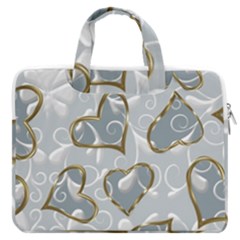  Gold Hearts Macbook Pro Double Pocket Laptop Bag (large) by Galinka