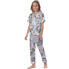  Gold Hearts Kids  Satin Short Sleeve Pajamas Set by Galinka