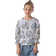  Gold Hearts Kids  Cuff Sleeve Top