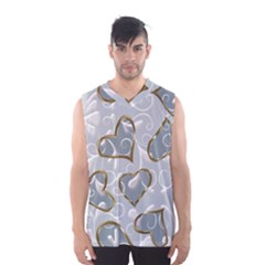   Gold Hearts On A Blue Background Men s Basketball Tank Top by Galinka