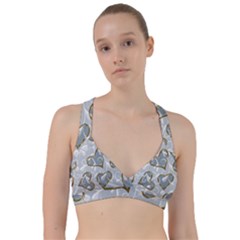   Gold Hearts On A Blue Background Sweetheart Sports Bra by Galinka