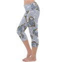   Gold hearts on a blue background Capri Yoga Leggings View2