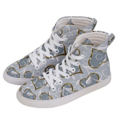   Gold Hearts On A Blue Background Women s Hi-top Skate Sneakers by Galinka