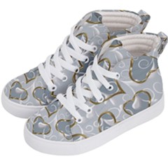   Gold Hearts On A Blue Background Kids  Hi-top Skate Sneakers by Galinka