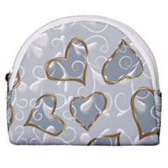   Gold Hearts On A Blue Background Horseshoe Style Canvas Pouch by Galinka