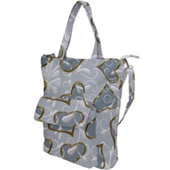   Gold Hearts On A Blue Background Shoulder Tote Bag by Galinka