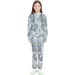   Gold Hearts On A Blue Background Kids  Tracksuit by Galinka