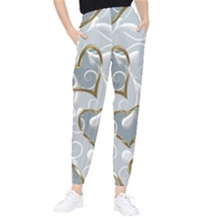   Gold Hearts On A Blue Background Tapered Pants by Galinka