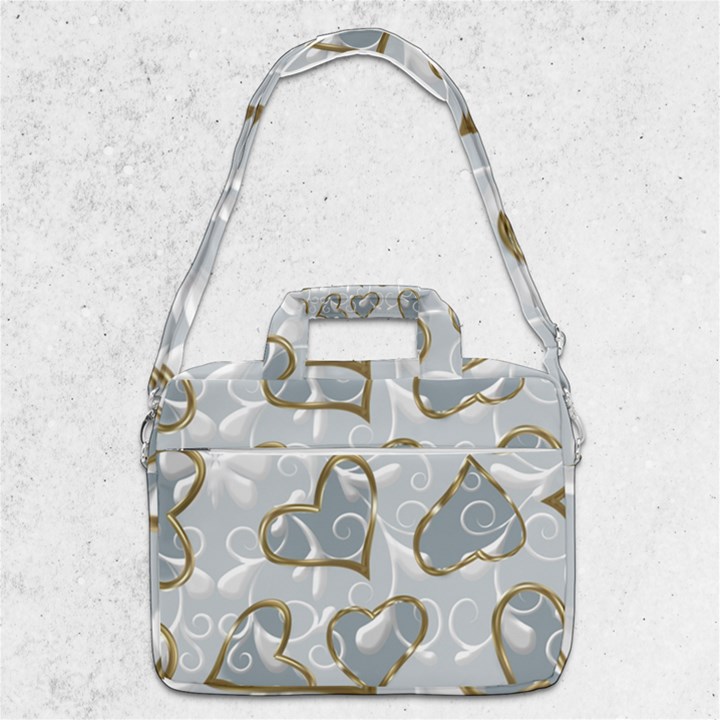   Gold hearts on a blue background MacBook Pro Shoulder Laptop Bag 