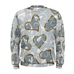   Gold Hearts On A Blue Background Men s Sweatshirt by Galinka