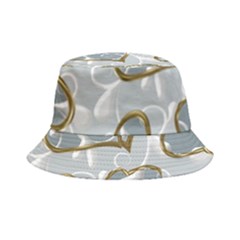   Gold Hearts On A Blue Background Bucket Hat