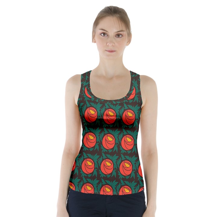 Rose Ornament Racer Back Sports Top