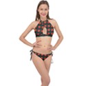 Rose Ornament Cross Front Halter Bikini Set View1