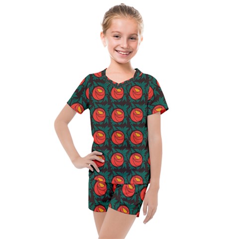 Rose Ornament Kids  Mesh Tee And Shorts Set by SychEva