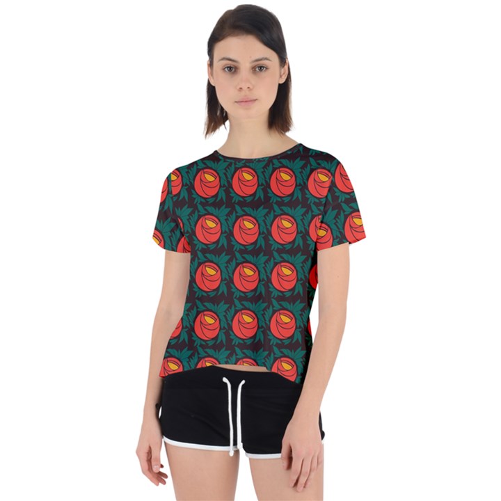 Rose Ornament Open Back Sport Tee