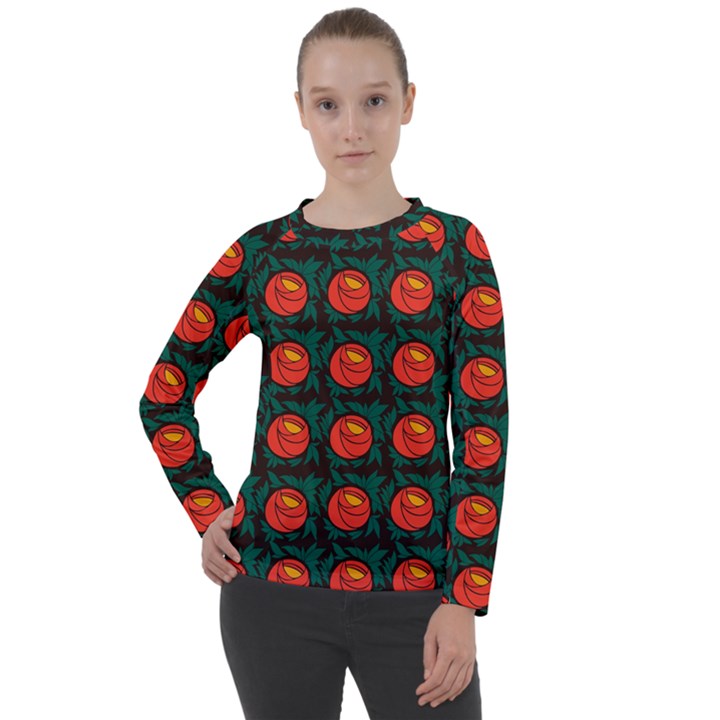 Rose Ornament Women s Long Sleeve Raglan Tee