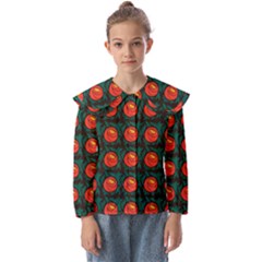 Rose Ornament Kids  Peter Pan Collar Blouse by SychEva