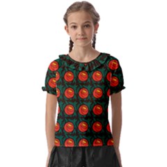 Rose Ornament Kids  Frill Chiffon Blouse by SychEva