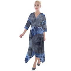 Bluemountains Quarter Sleeve Wrap Front Maxi Dress by LW323