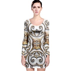 Gold Design Long Sleeve Bodycon Dress