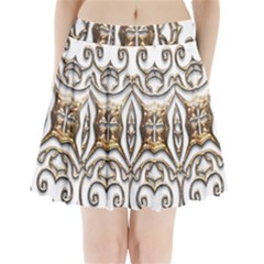 Gold Design Pleated Mini Skirt by LW323