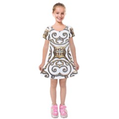 Gold Design Kids  Short Sleeve Velvet Dress by LW323