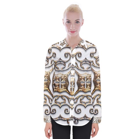 Gold Design Womens Long Sleeve Shirt by LW323