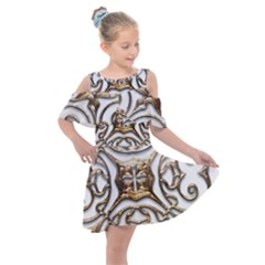 Gold Design Kids  Shoulder Cutout Chiffon Dress by LW323