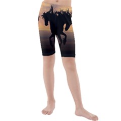 Evening Horses Kids  Mid Length Swim Shorts