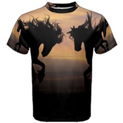 Evening Horses Men s Cotton Tee by LW323