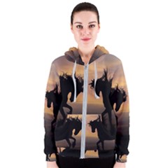 Evening Horses Women s Zipper Hoodie