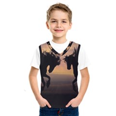 Evening Horses Kids  Basketball Tank Top by LW323