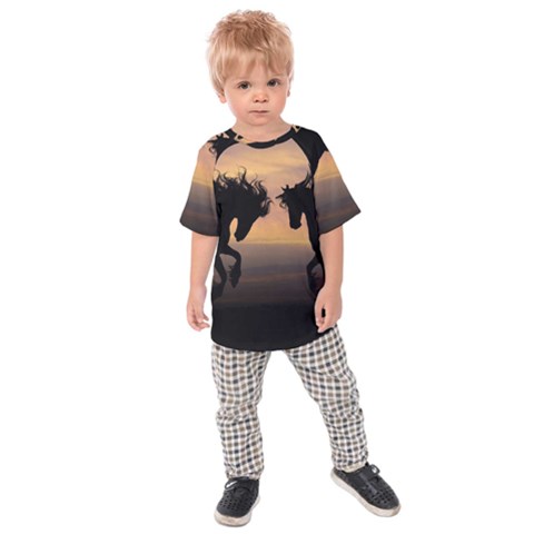 Evening Horses Kids  Raglan Tee by LW323