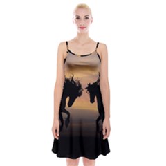 Evening Horses Spaghetti Strap Velvet Dress by LW323