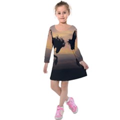 Evening Horses Kids  Long Sleeve Velvet Dress