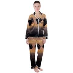 Evening Horses Satin Long Sleeve Pajamas Set by LW323