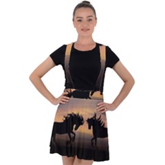 Evening Horses Velvet Suspender Skater Skirt by LW323