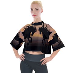 Evening Horses Mock Neck Tee by LW323