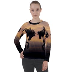 Evening Horses Women s Long Sleeve Raglan Tee