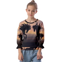 Evening Horses Kids  Cuff Sleeve Top