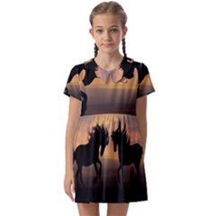 Evening Horses Kids  Asymmetric Collar Dress by LW323