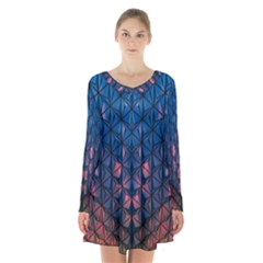 Abstract3 Long Sleeve Velvet V-neck Dress